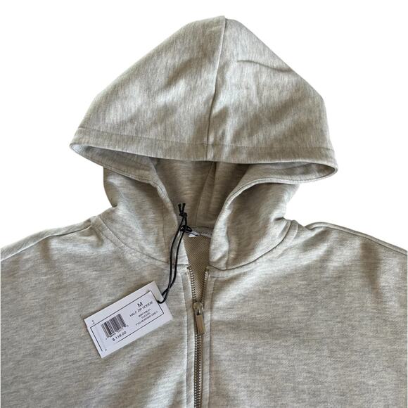WeWoreWhat Revolve Half Zip Heather Gray Fleece Cropped Hoodie Size Medium NWT - Picture 2 of 8